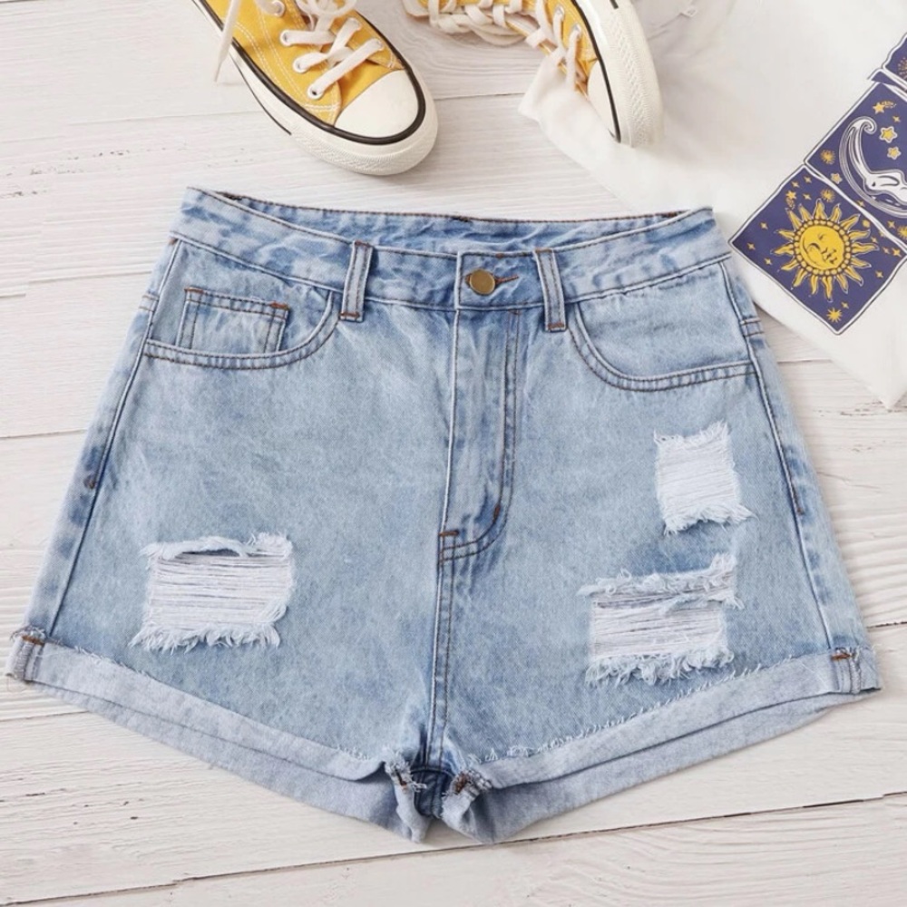 Blue Jean shorts with ropes-medium in teens
